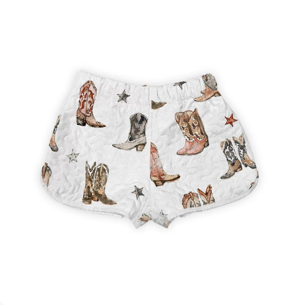 NWT Ida Mae Home Thunderbird Boots Neutral Quilted Scallop Shorts